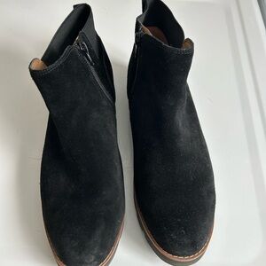 Women's Black Suede Ankle Booties with Side Zip